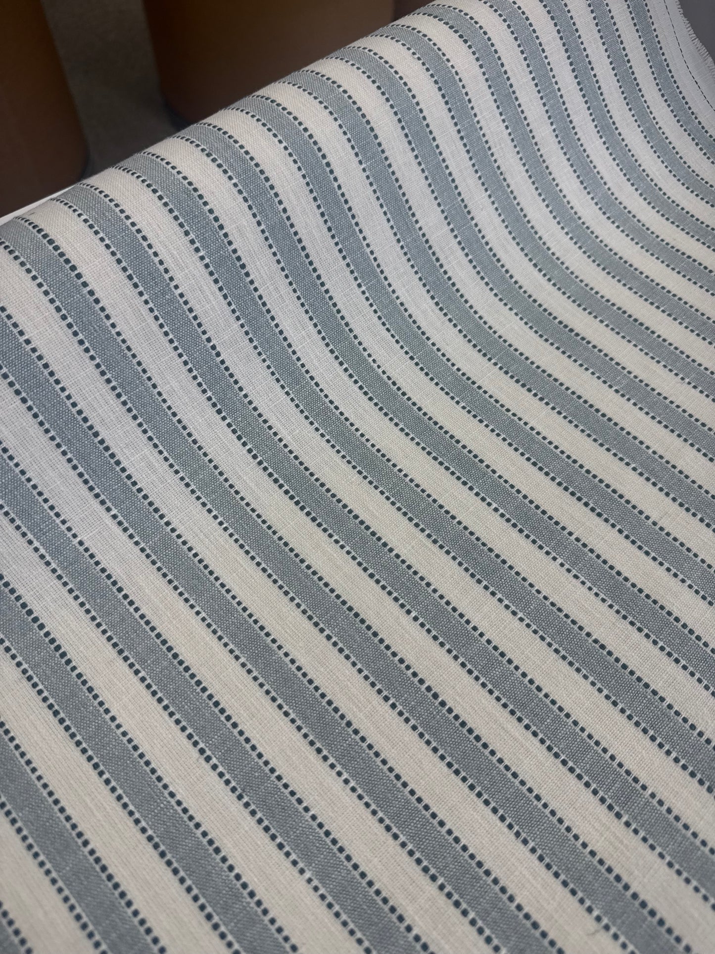 Pindler & Pindler Beasley Chambray Fabric, blue stripe, 2.5 yards, $90