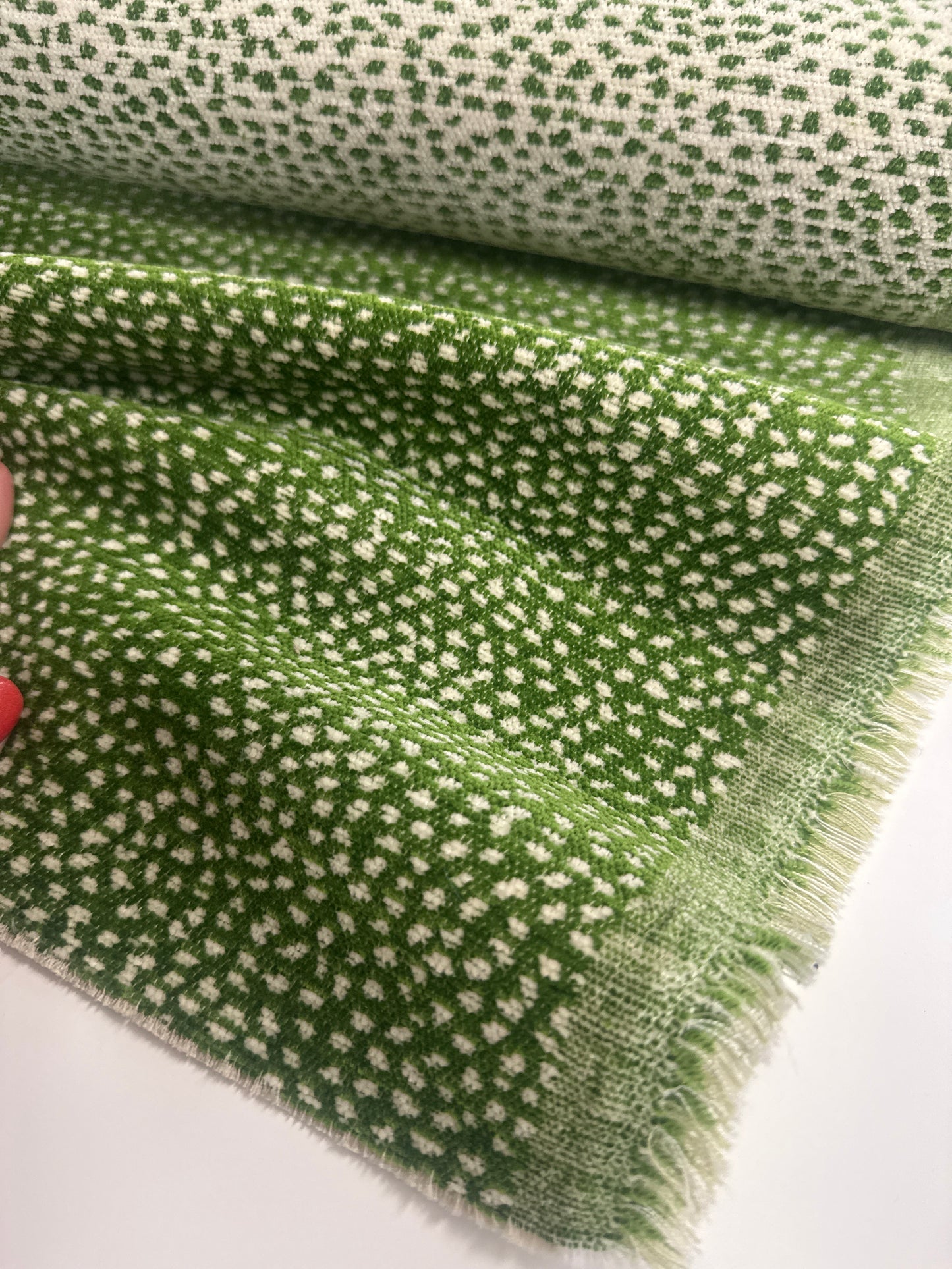 Reversible green animal chenille dot, 1 yard