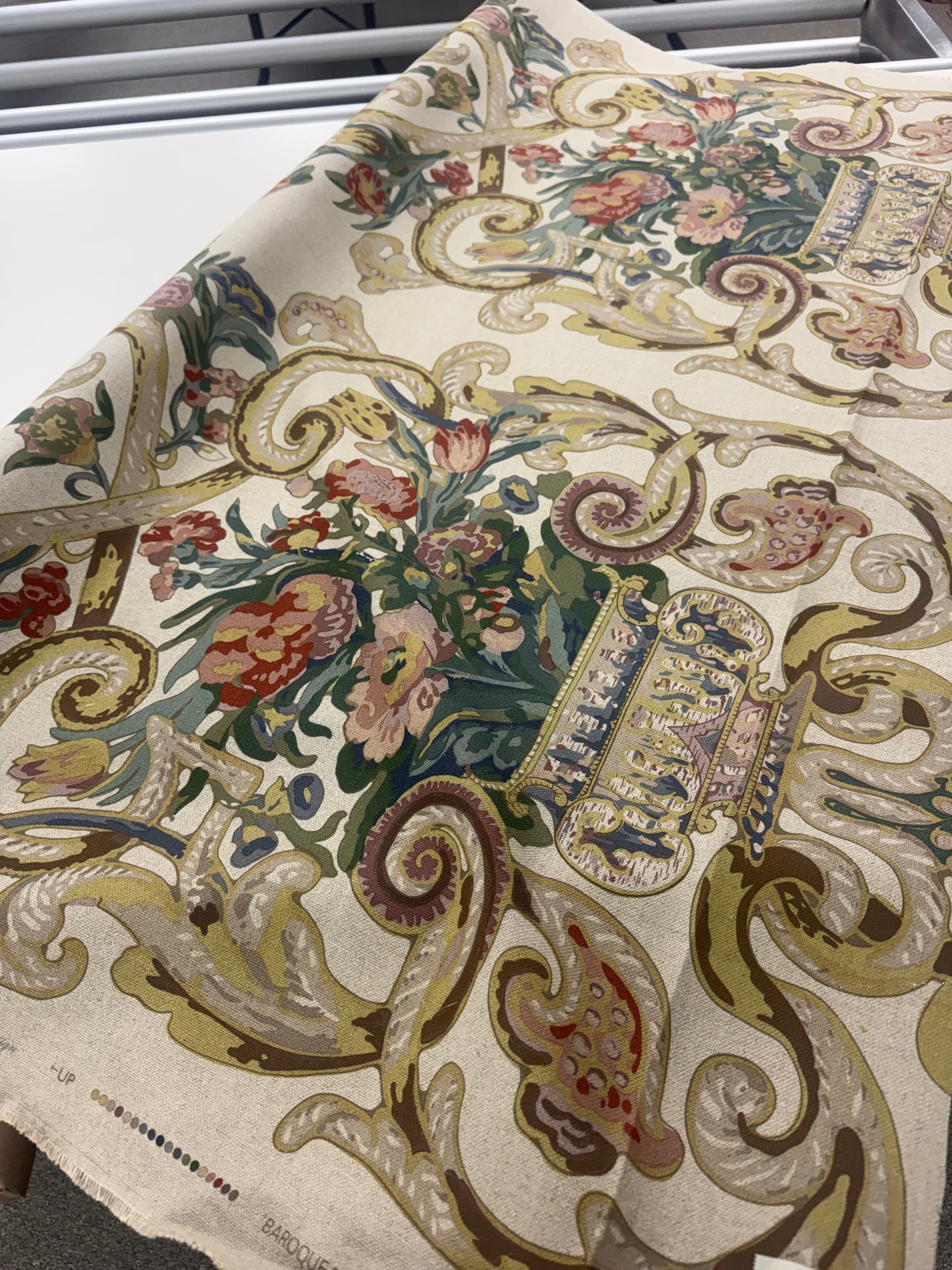Scalamandre, baroque floral canvas, 3.4 yards
