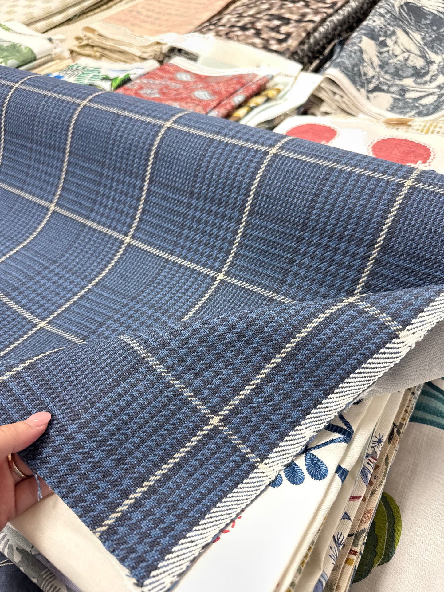 Thibaut, blue plaid, by the yard