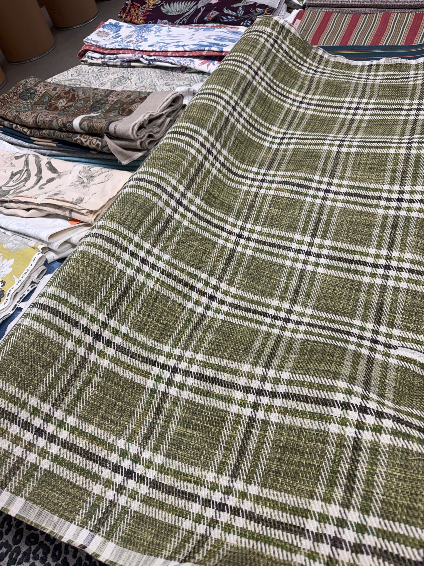 Schumacher, mariga, green plaid, by the yard