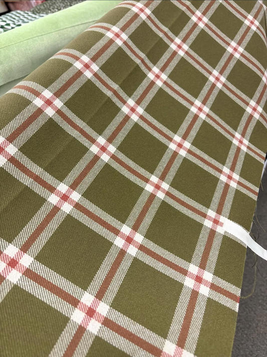 Green And Coral Plaid, By The Yard