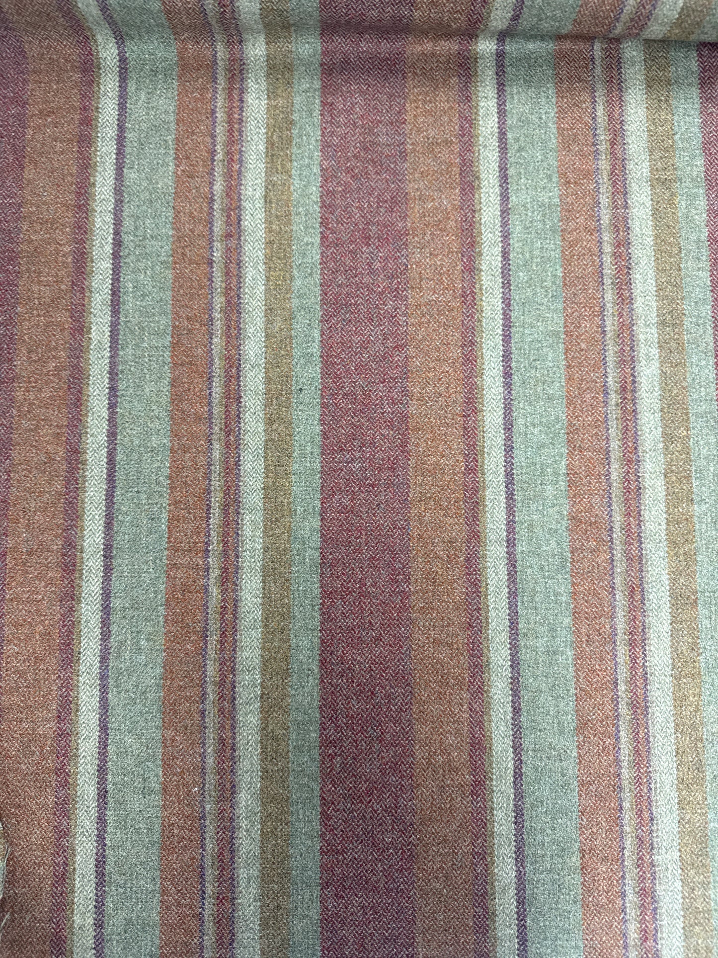 Mulberry Lindisfarne Stripe Russet/Sage Fabric, 3.75 yards,
