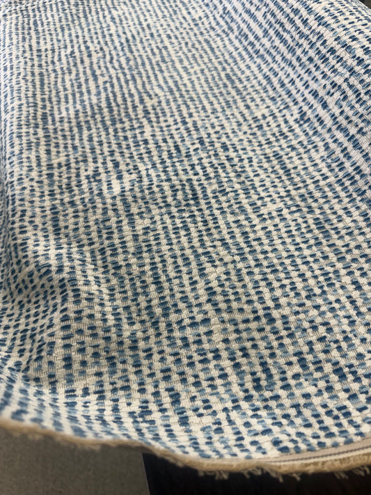 Brunschwig & Fils Irregular Dot Epingle Fabric- De Blois velvet/ Blue 1.6 Yards