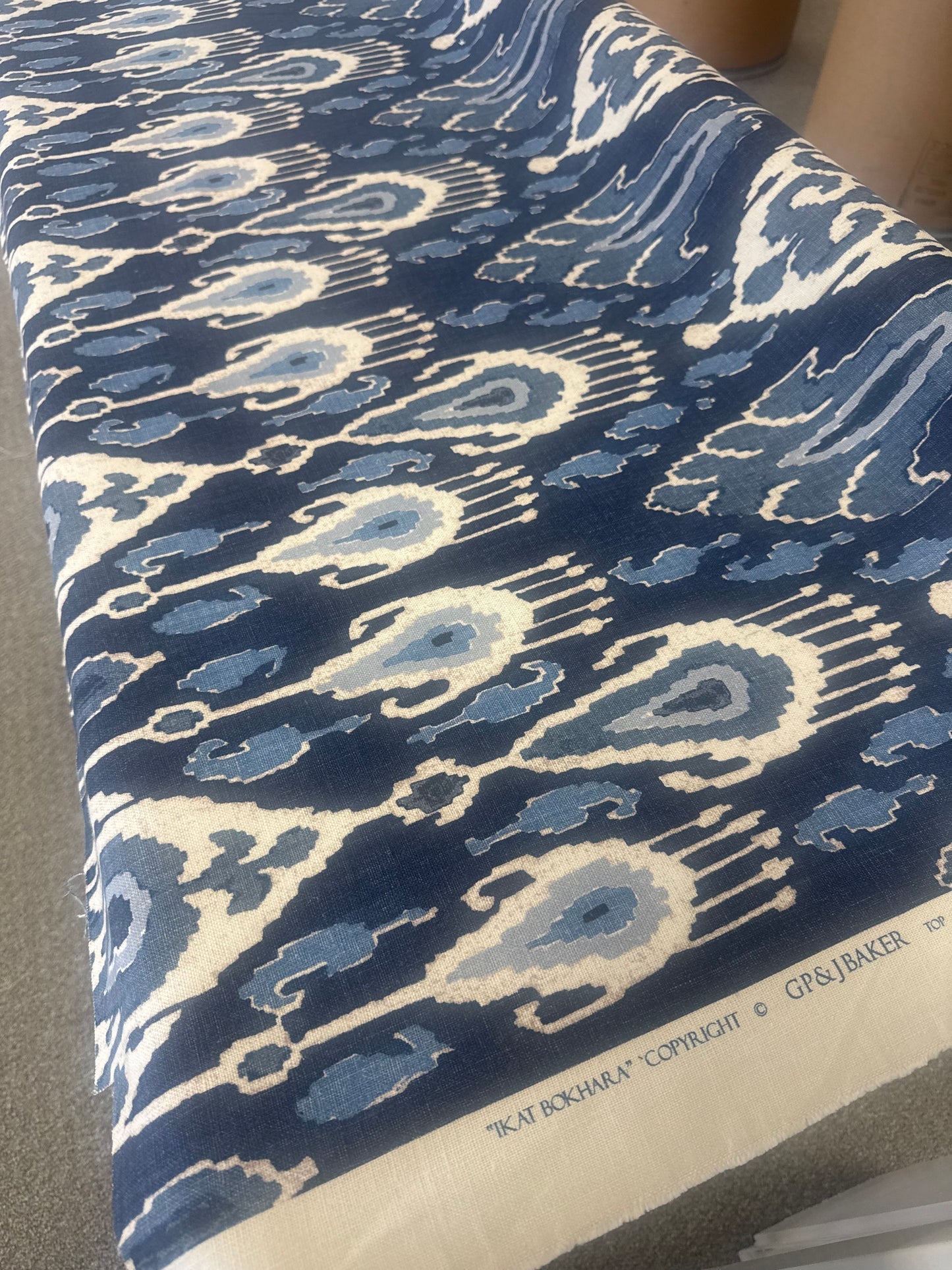 GP & J Baker, ikat bokhara, 4.25 yards, $340