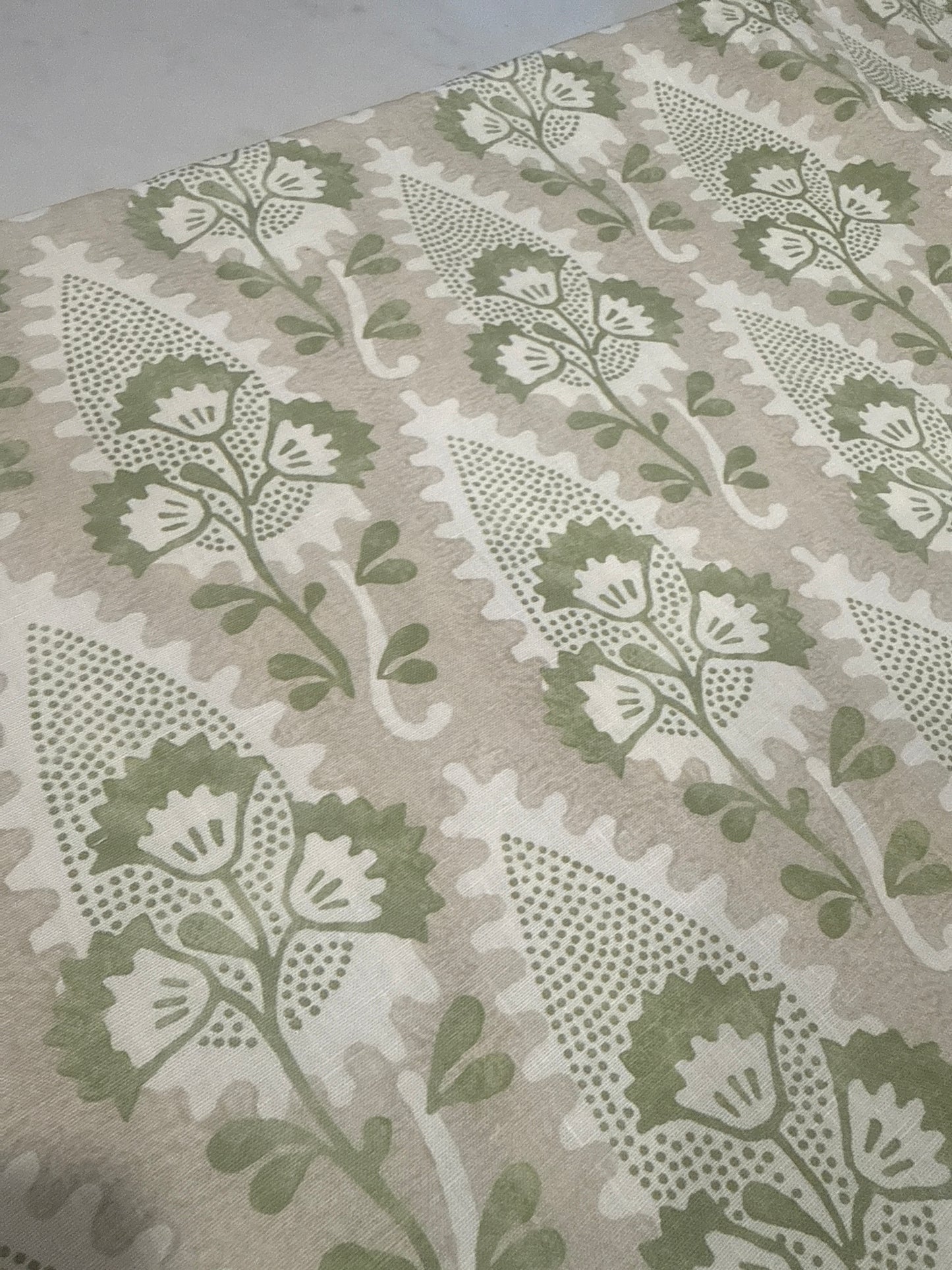 Anna French Cornwall Green And Beige Fabric, by the yard