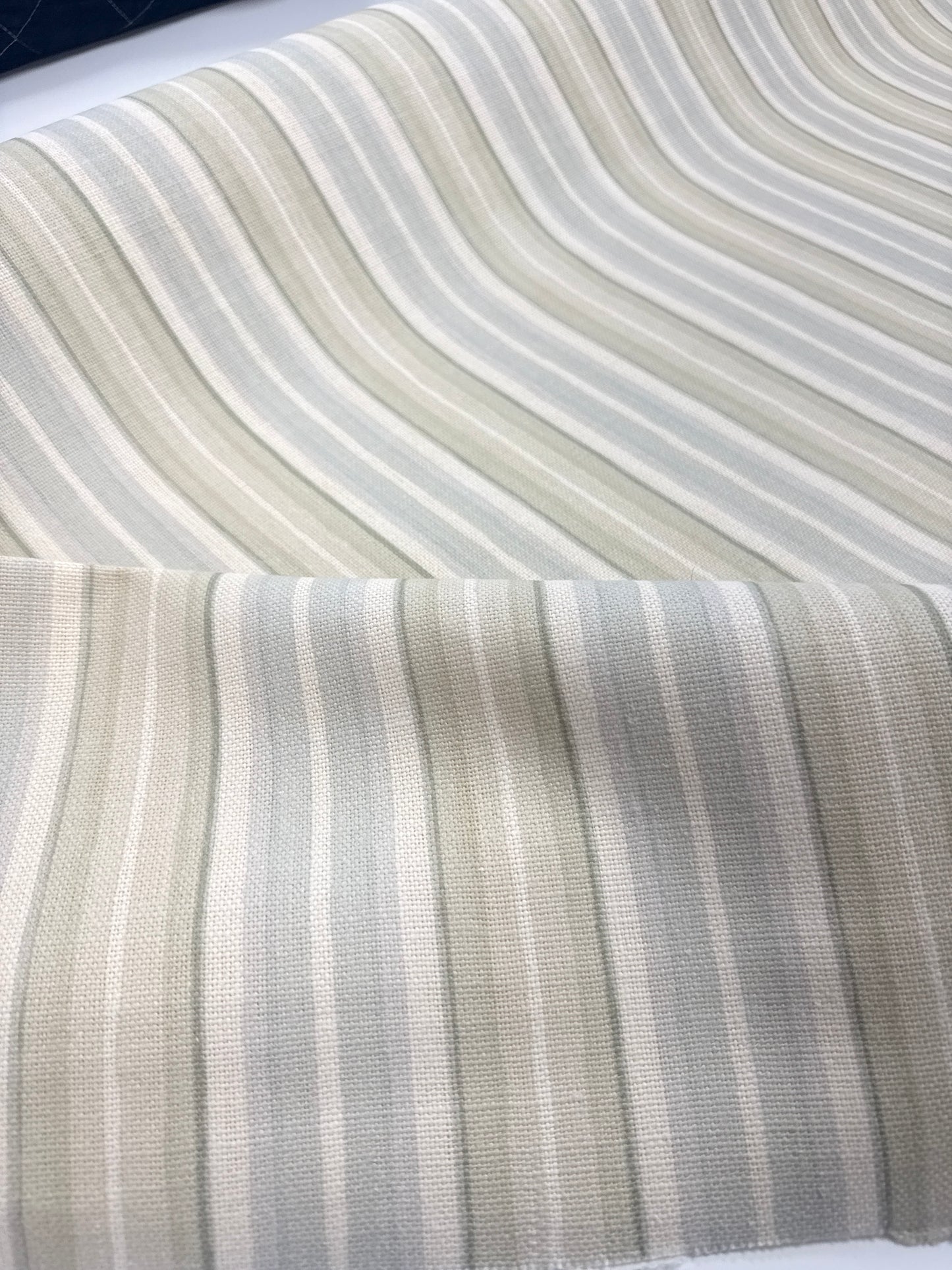 Blue and green stripe fabric, 2 yards