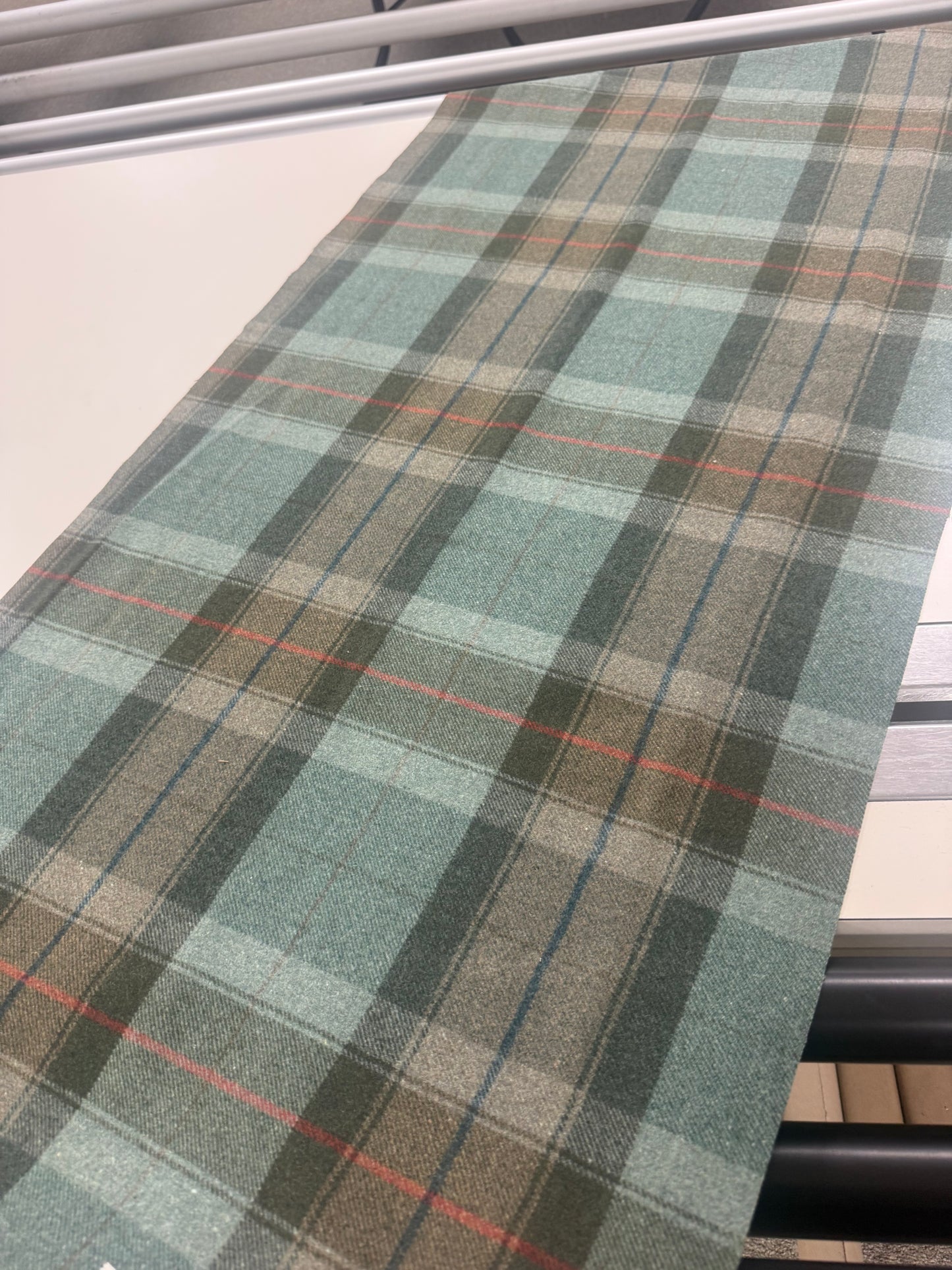 Green Wool plaid fabric, 0.60