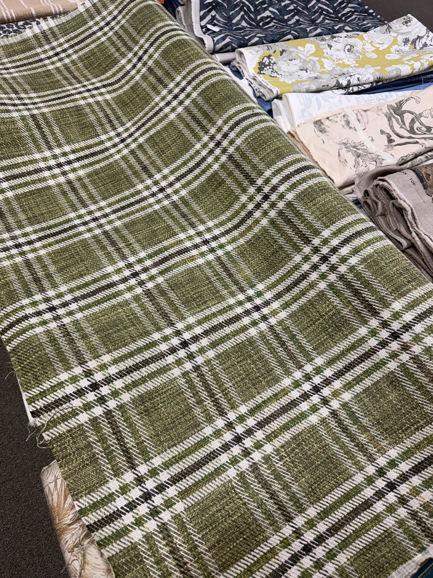 Schumacher, mariga, green plaid, by the yard