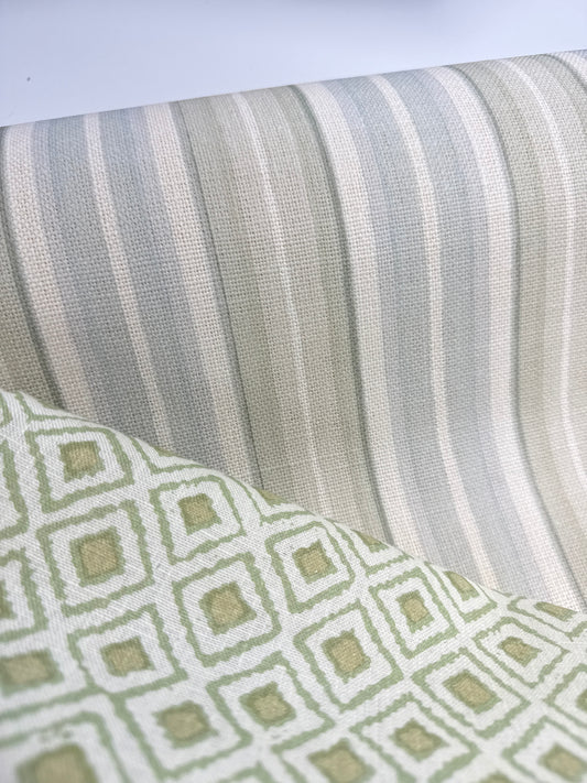 Blue and green stripe fabric, 2 yards