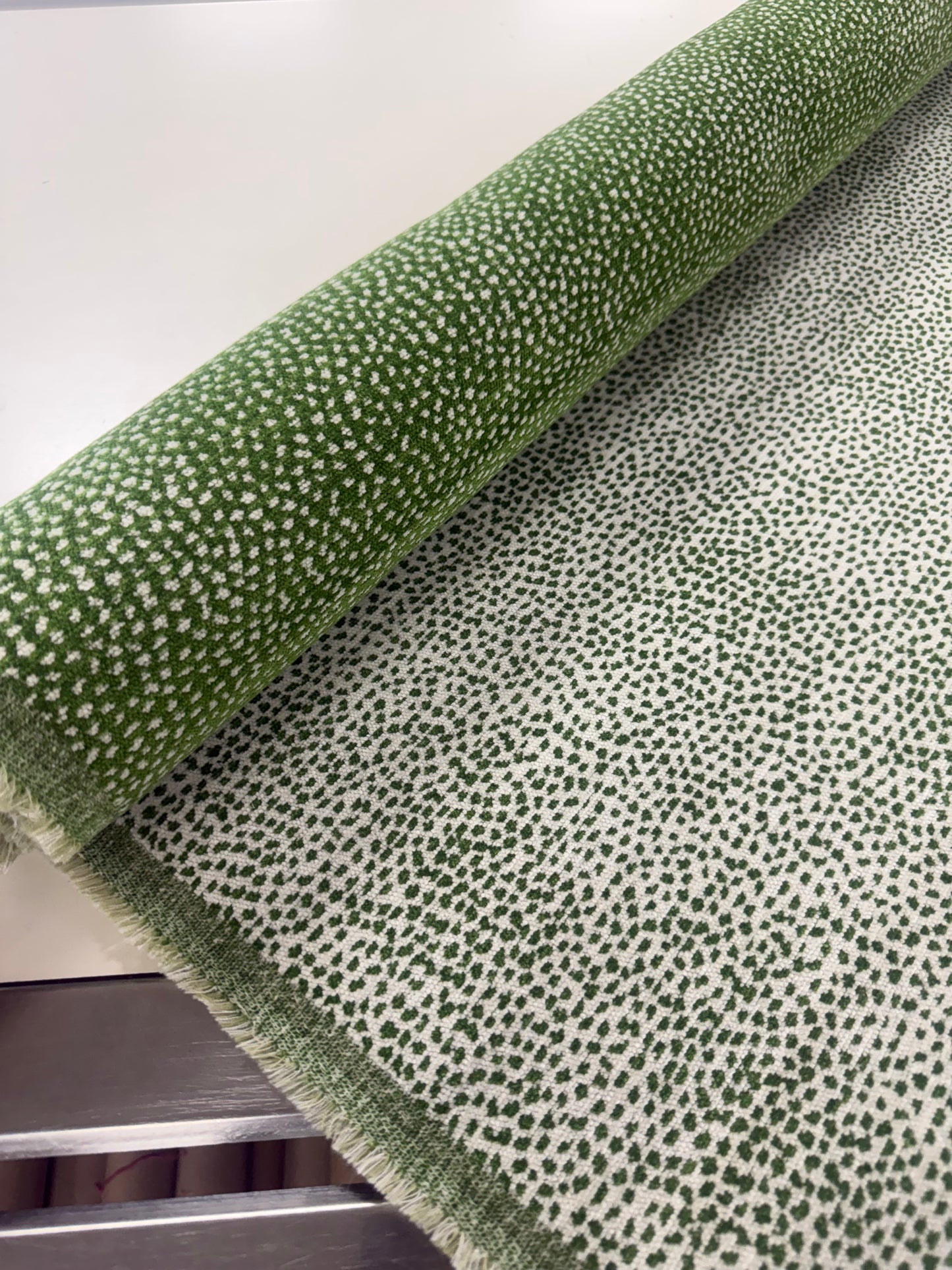 Green reversible chenille fabric, 3 yards