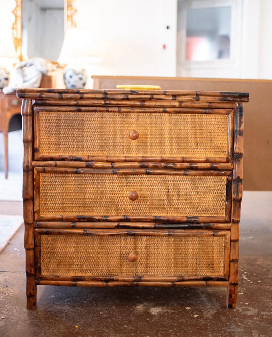 Tortoise bamboo nightstand chest