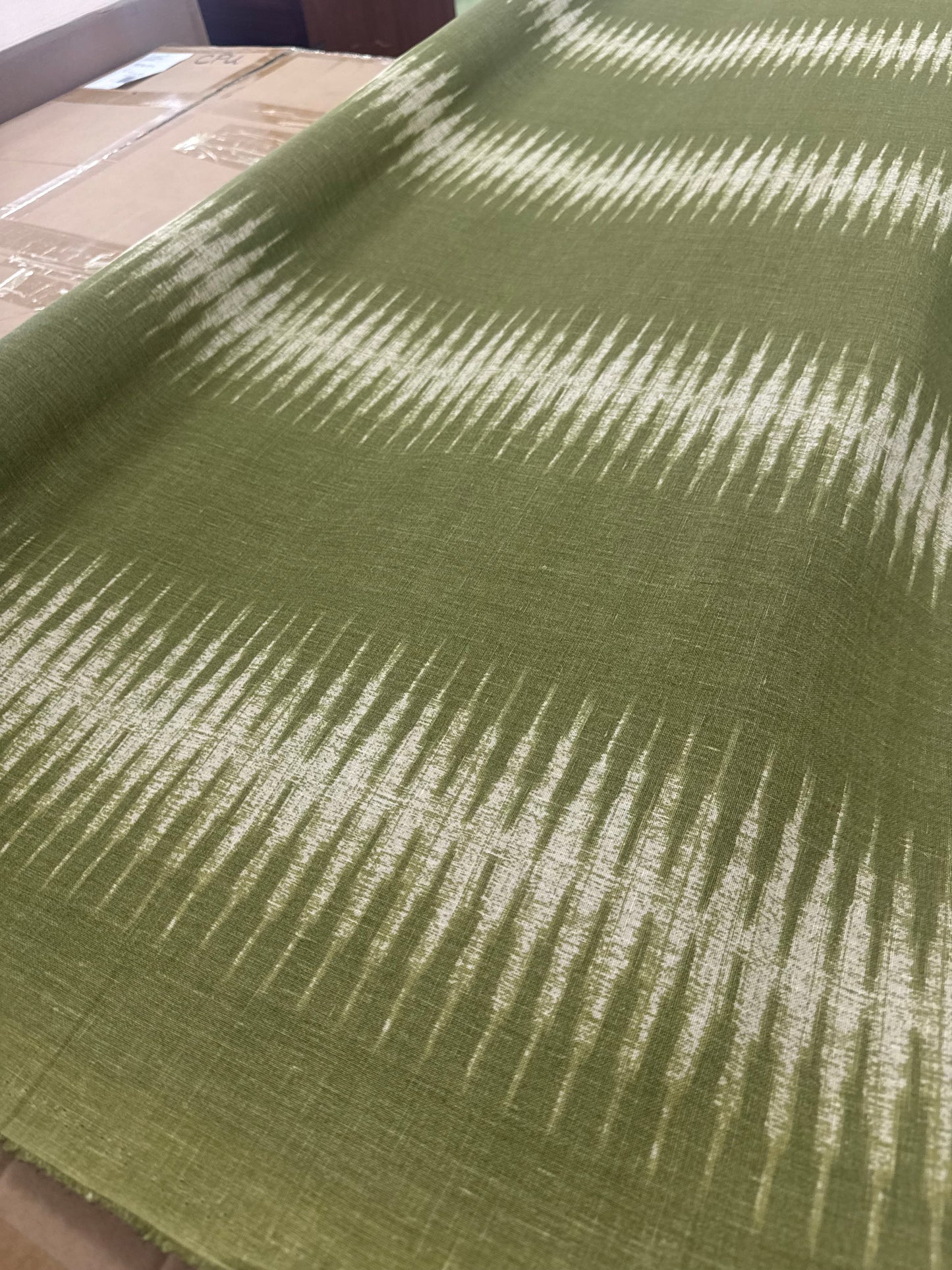 Peter Dunham, ikat, olive, 2-1/8
