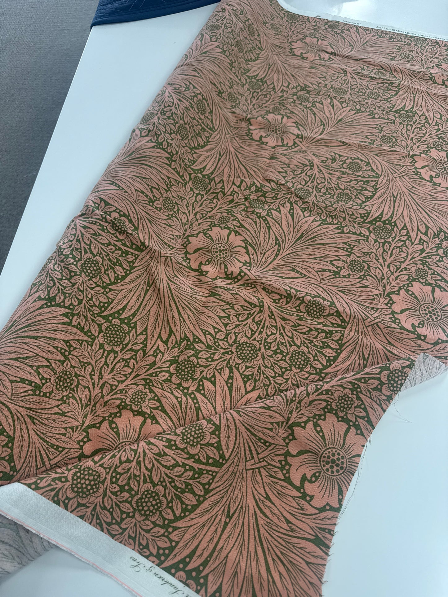 Morris & Co, marigold, pink and green, by the yard