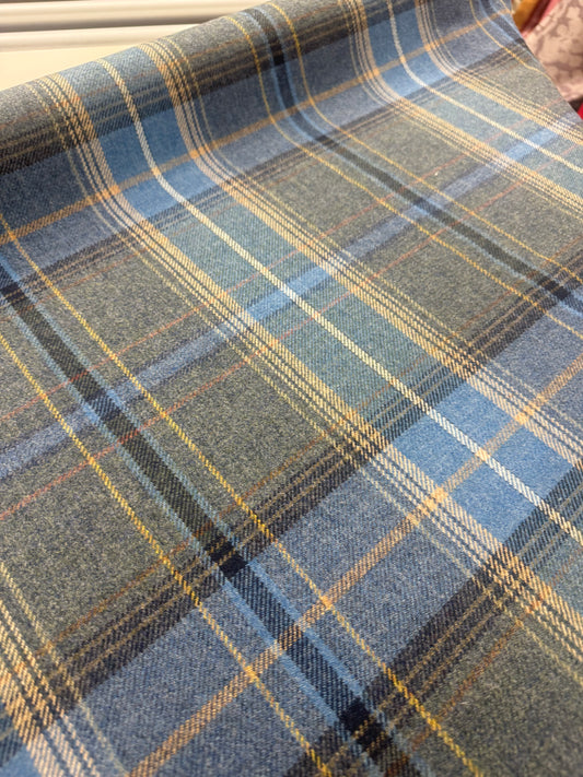 Mulberry, Shetland plaid, blue, wool, 2.6 yards