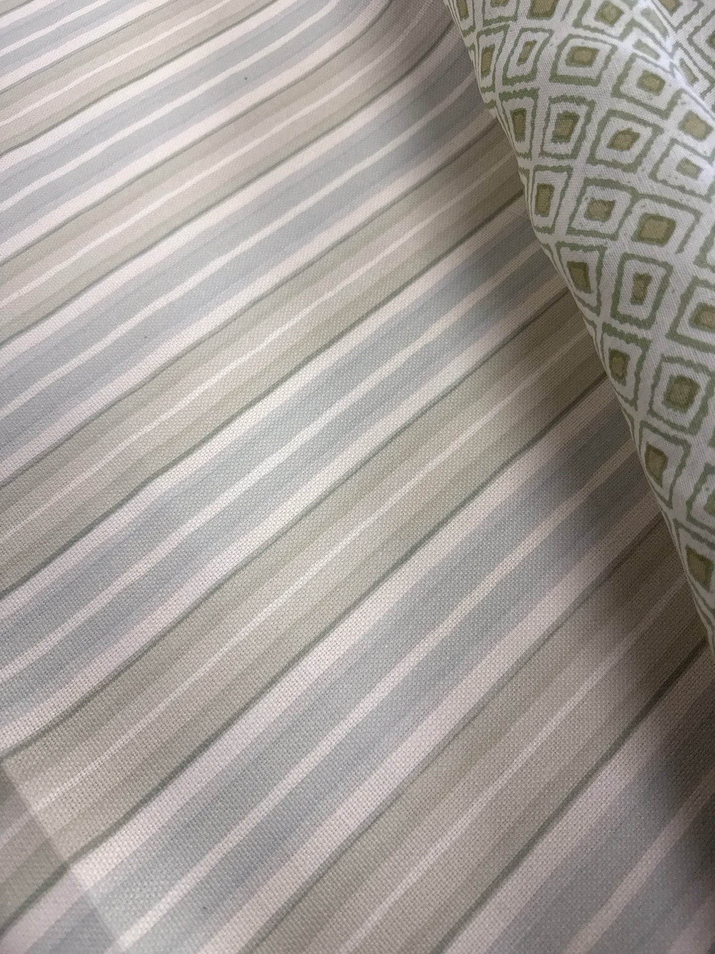 Blue and green stripe fabric, 2 yards