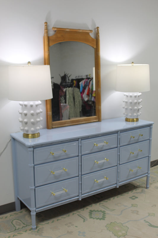 Faux Bamboo Dresser lacquered blue