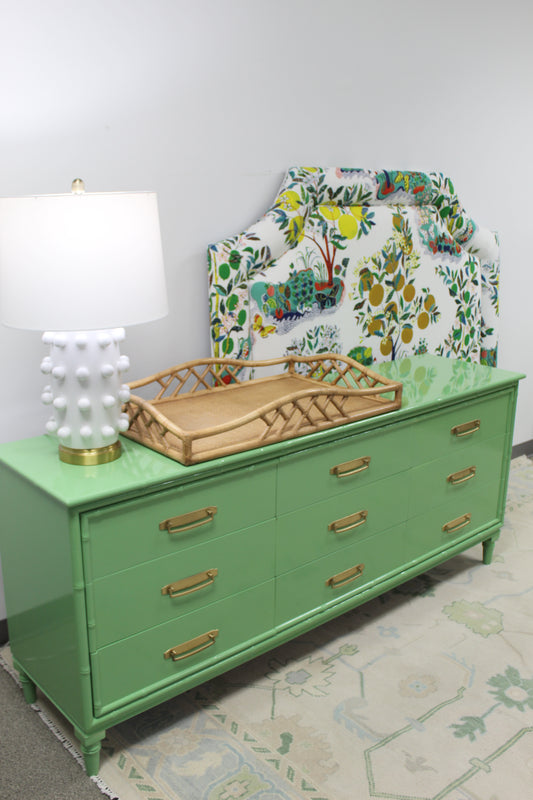 Faux Bamboo Dresser Lacquered green