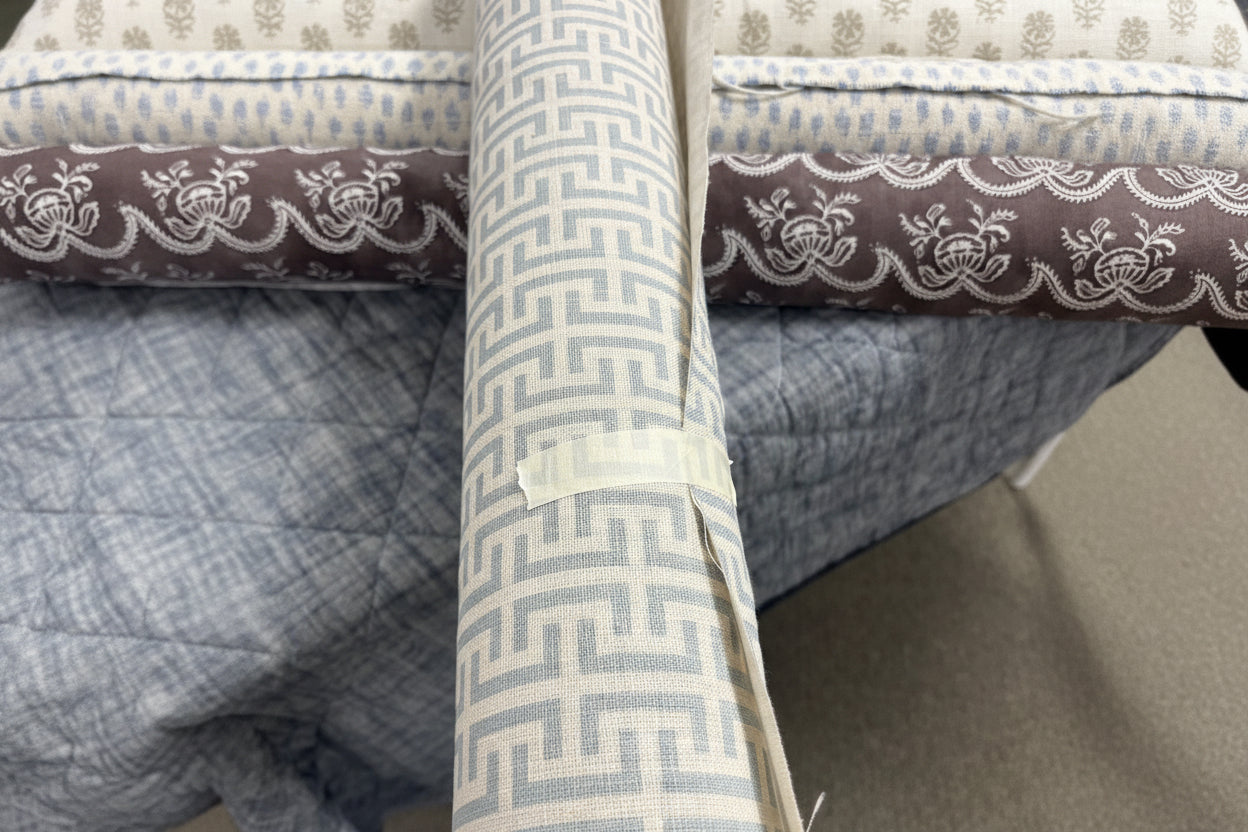 Schumacher, temple, blue, by the yard