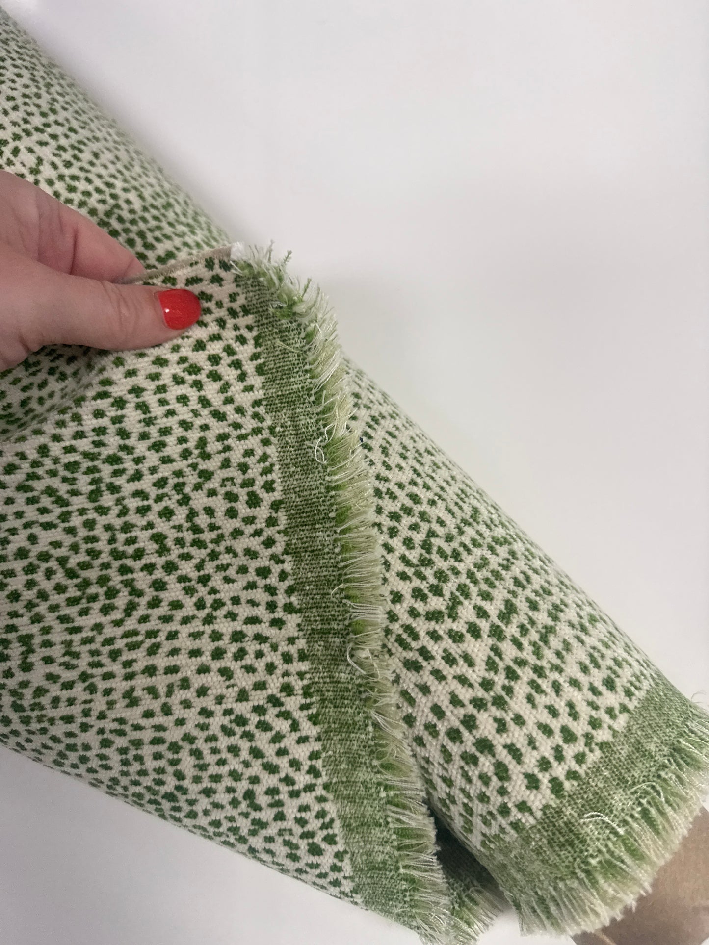 Reversible green animal chenille dot, 1 yard