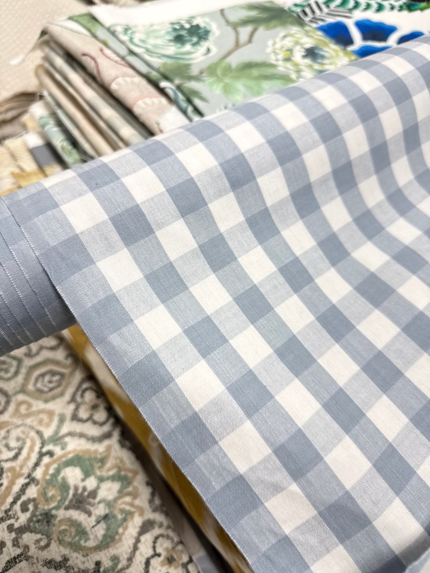 Blue plaid, 3.4 yards