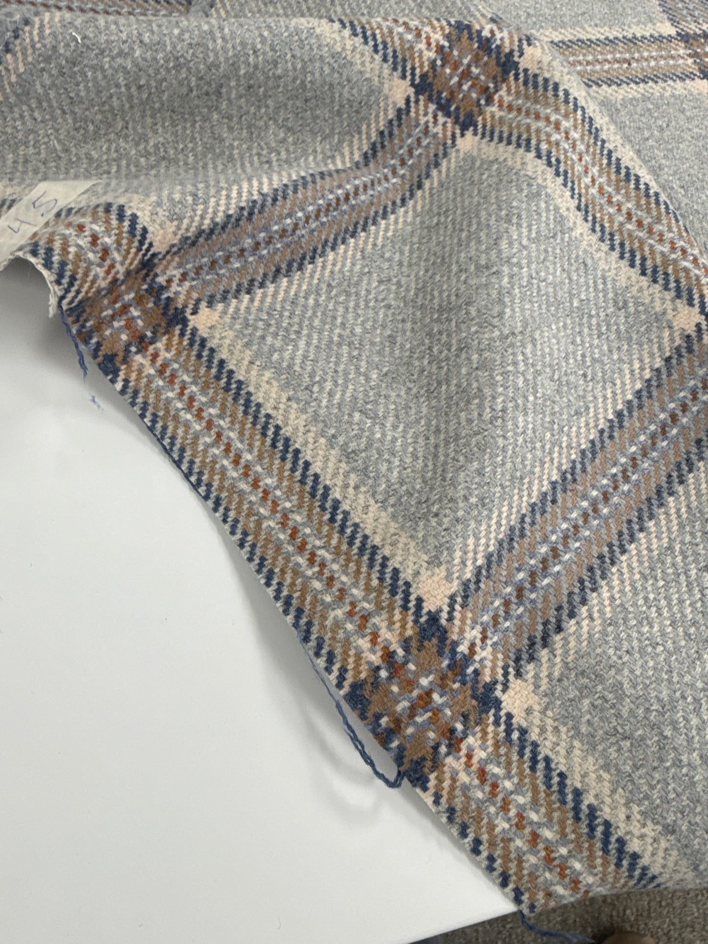 Blue wool plaid, 4.5 yards, $400 all