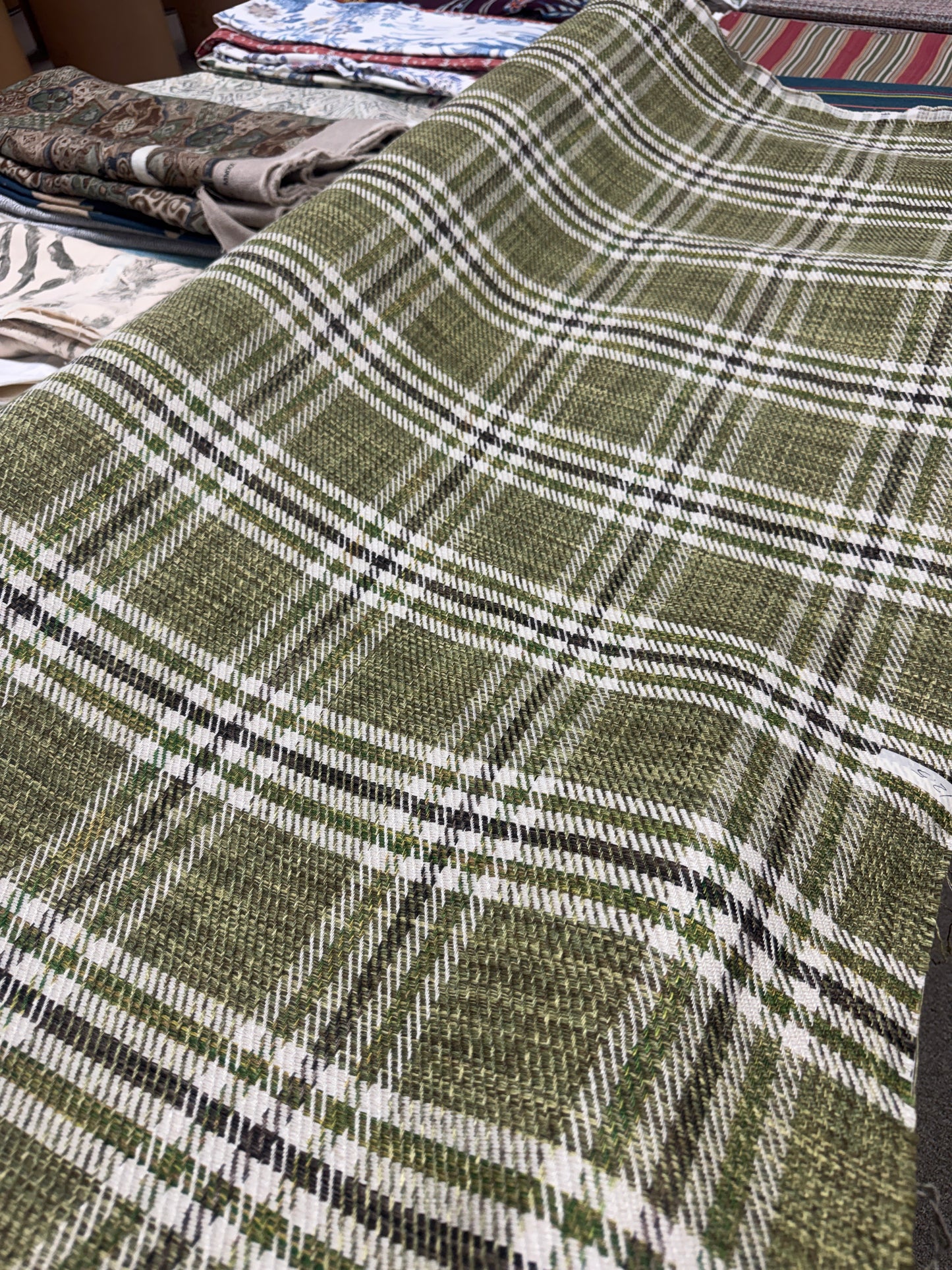 Schumacher, mariga, green plaid, by the yard