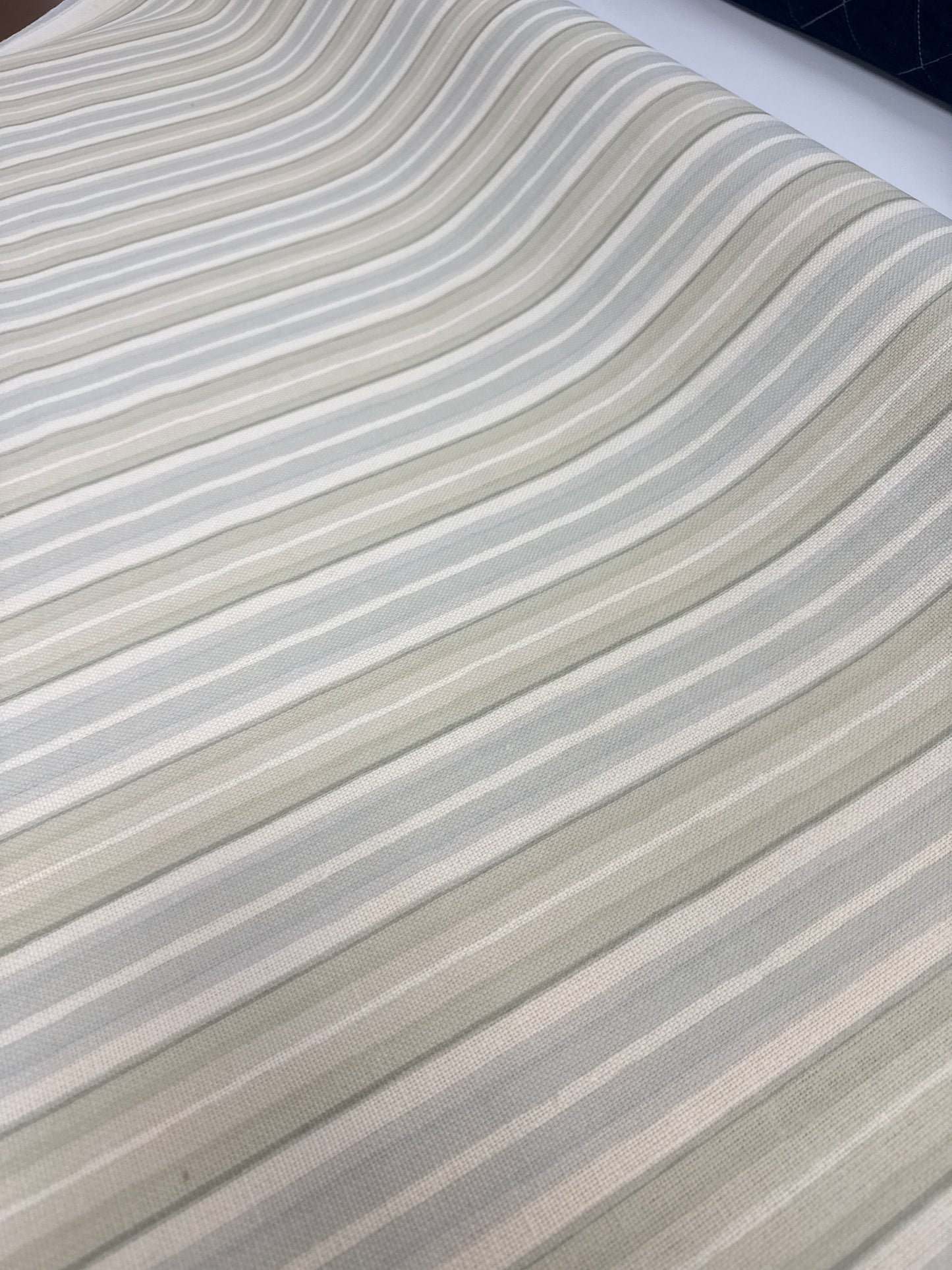 Blue and green stripe fabric, 2 yards