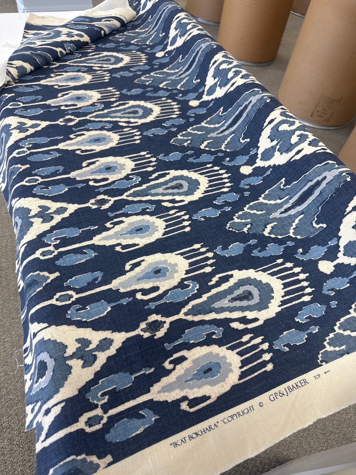 GP & J Baker, ikat bokhara, 4.25 yards, $340