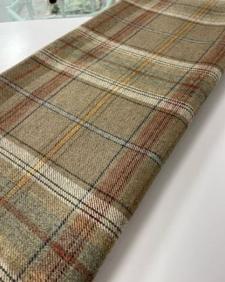 Colefax & Fowler Beige “Galloway Plaid” Woven English Wool Plaid Fabric