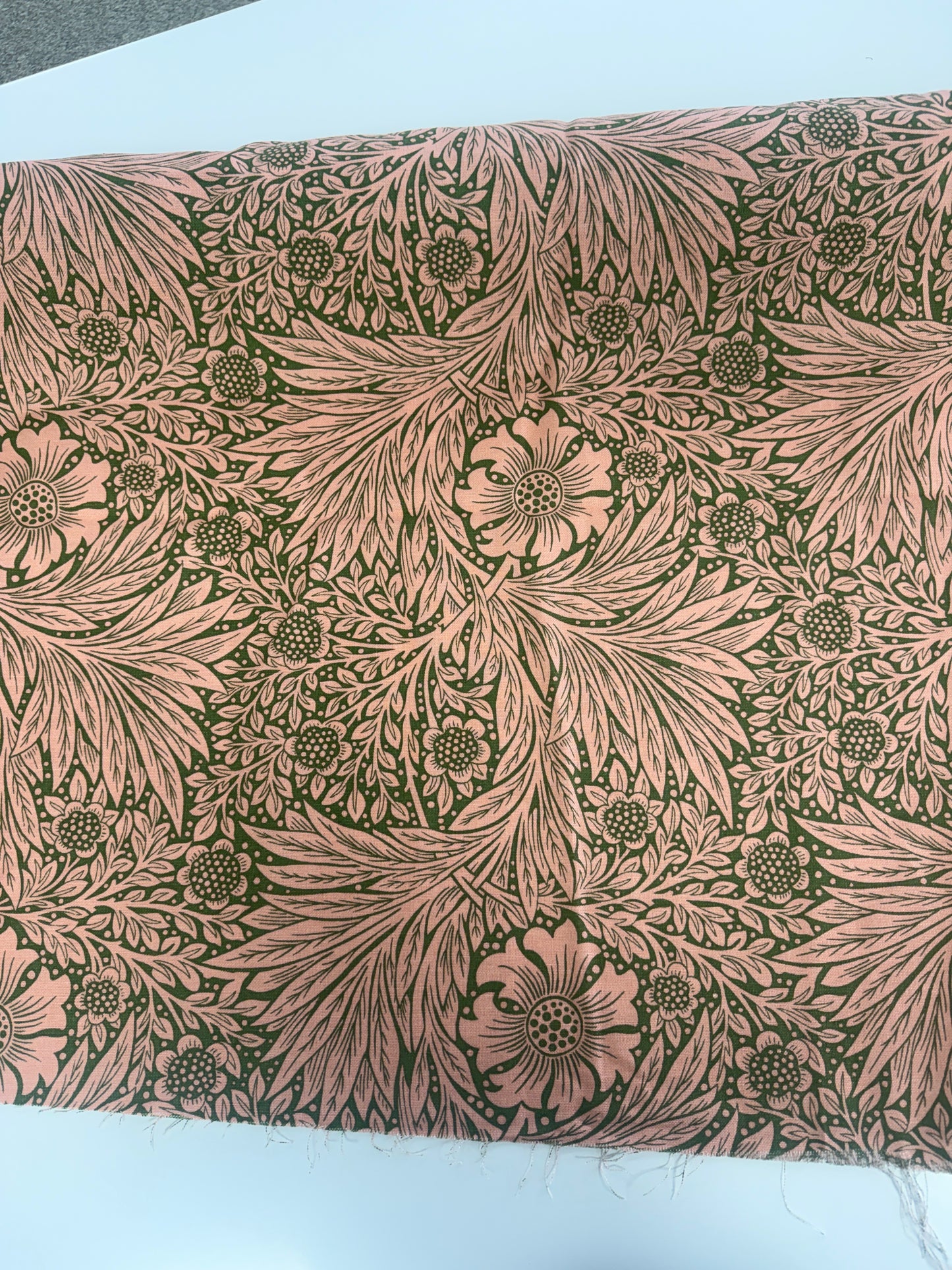 Morris & Co, marigold, pink and green, by the yard