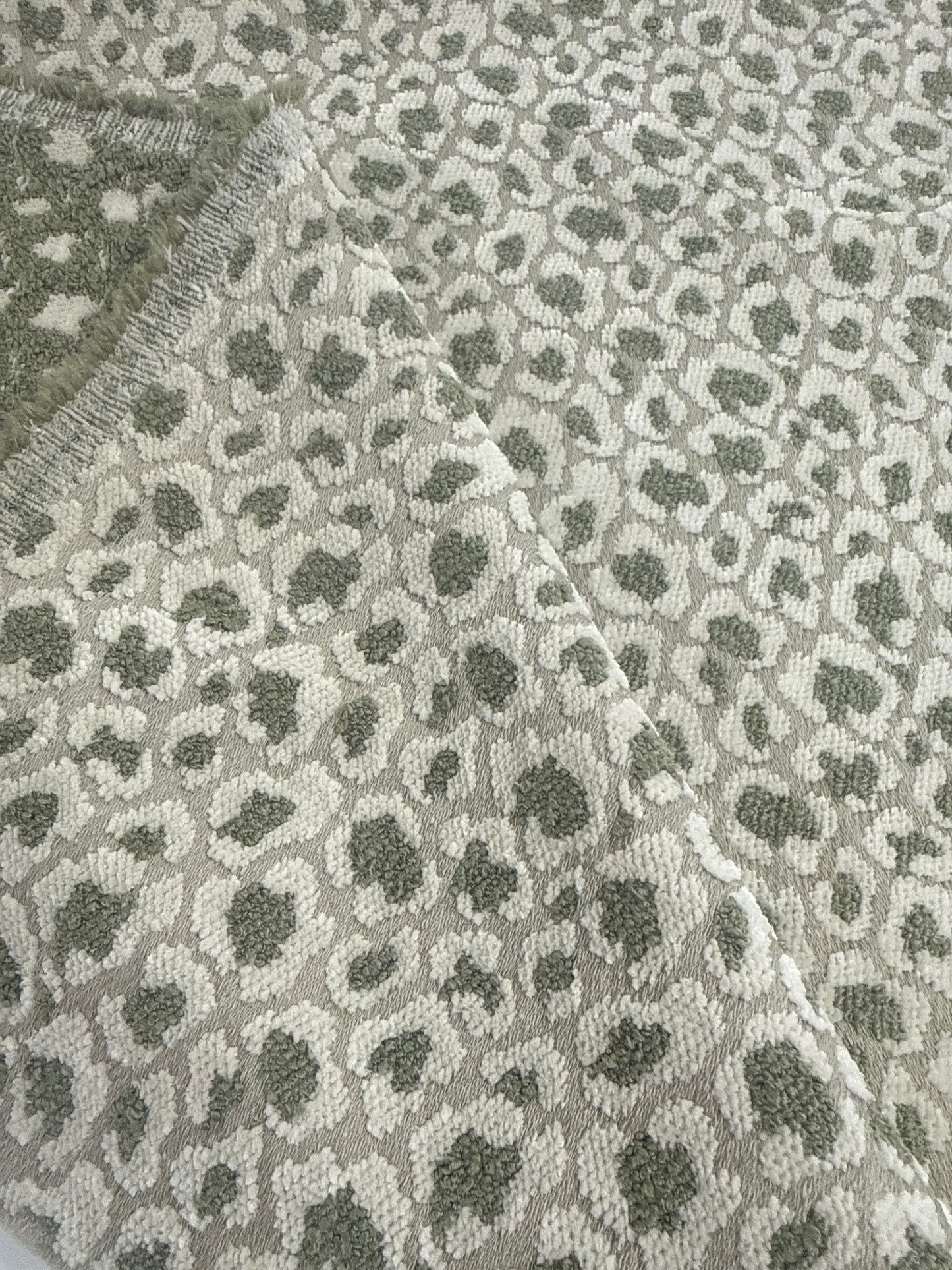 Green animal print chenille, 3 yards