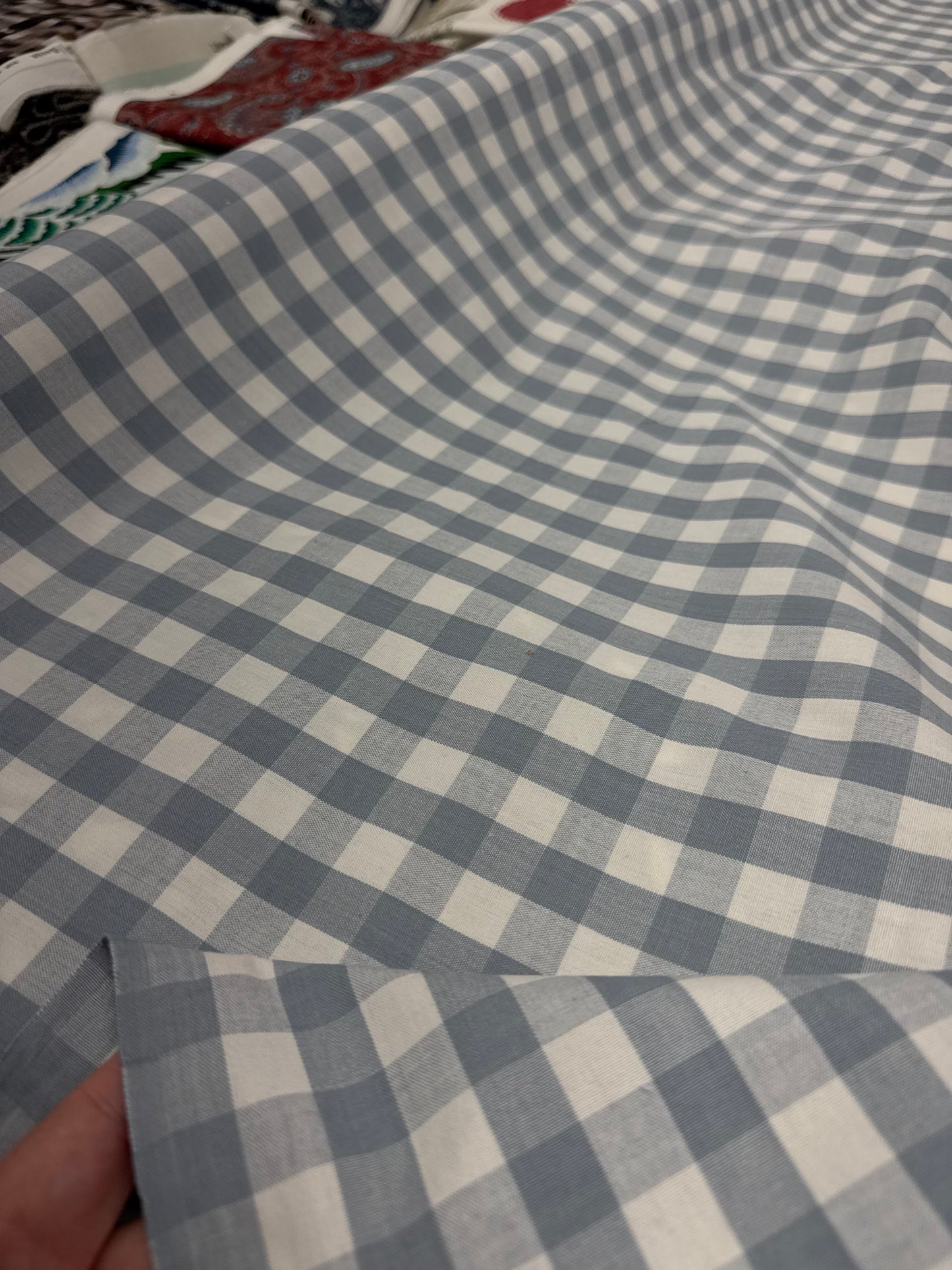 Blue plaid, 3.4 yards