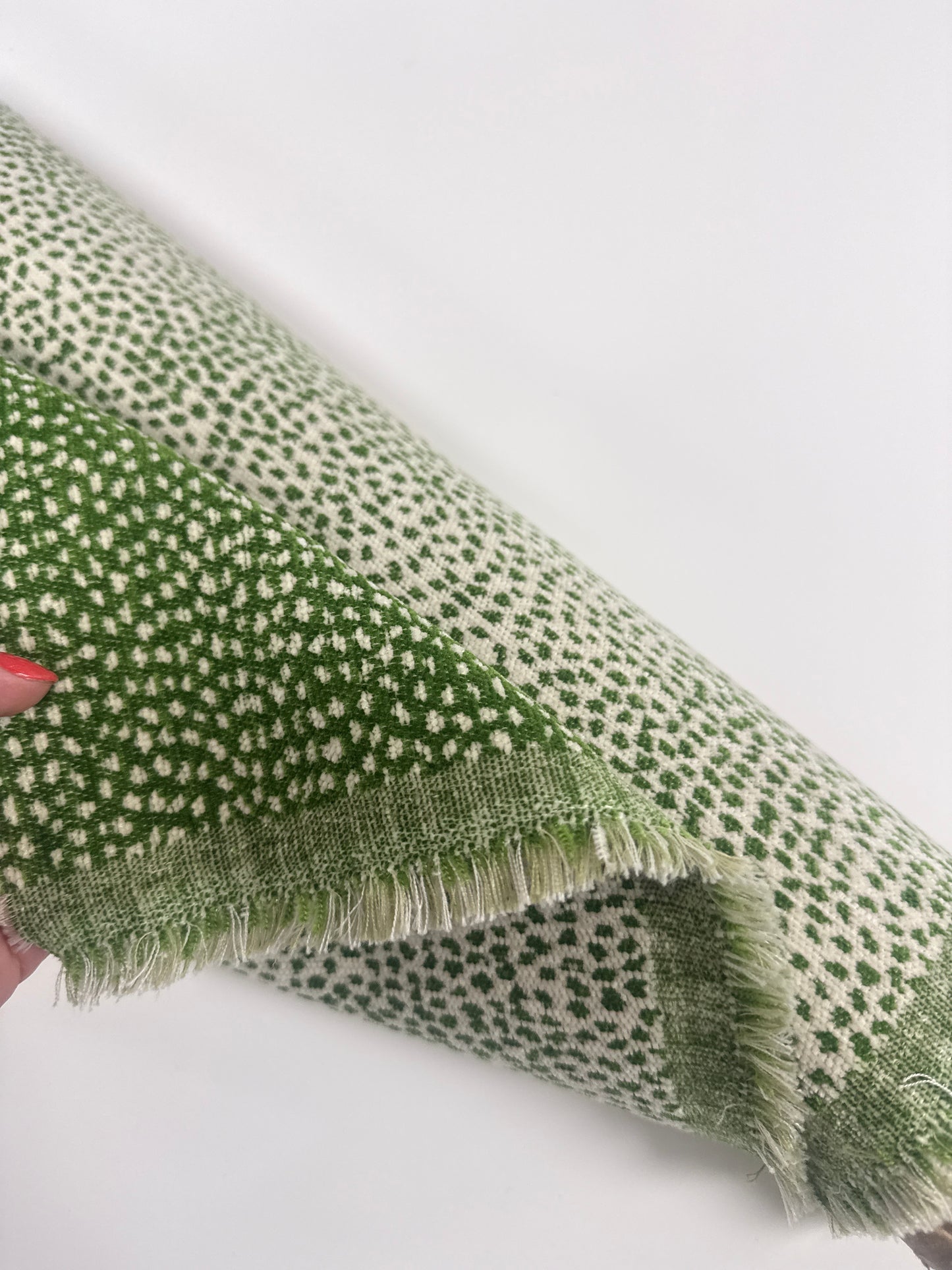 Reversible green animal chenille dot, 1 yard