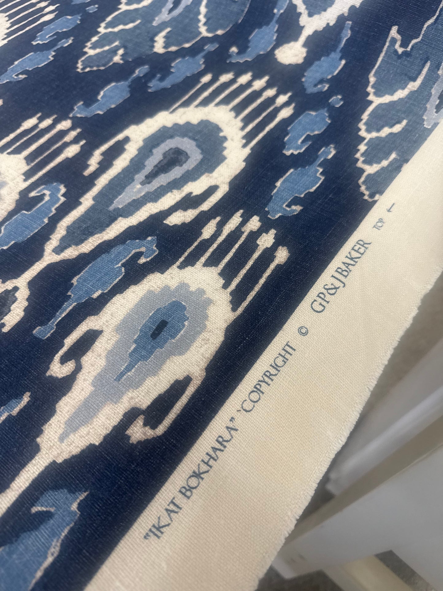 GP & J Baker, ikat bokhara, 4.25 yards, $340