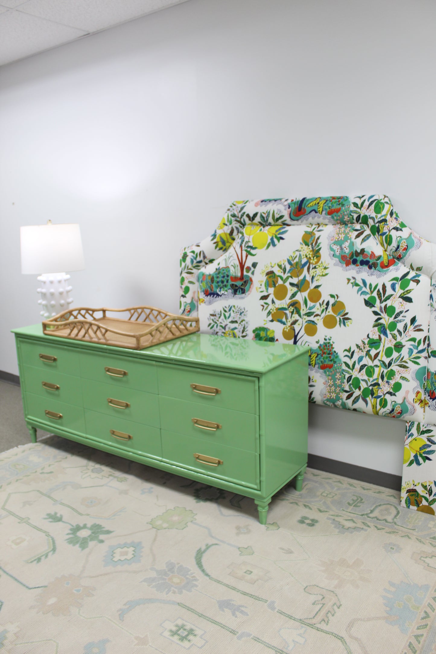 Faux Bamboo Dresser Lacquered green