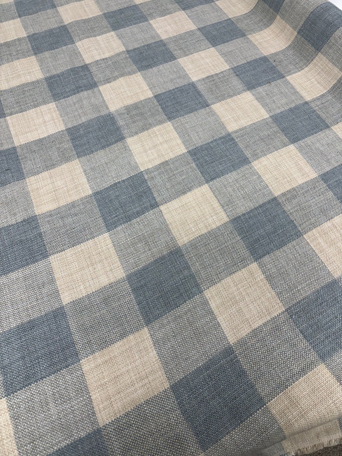 Blue plaid linen, 2.5 yards