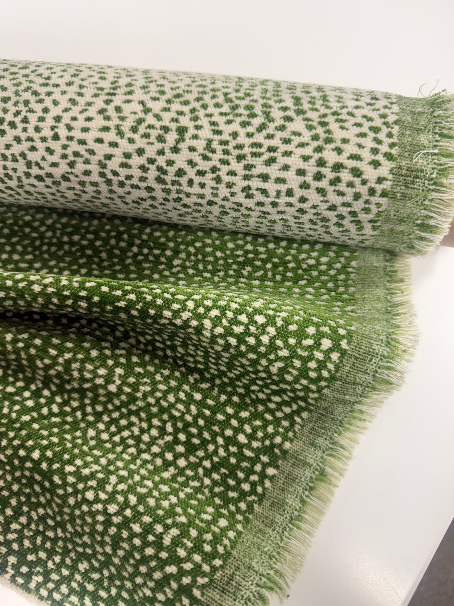 Reversible green animal chenille dot, 1 yard