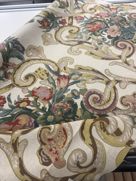 Scalamandre, baroque floral canvas, 3.4 yards