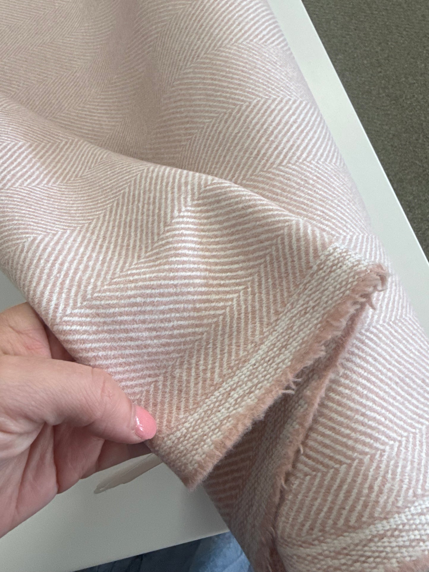 Holland and Sherry, pink herringbone, wool, 3.5 yards