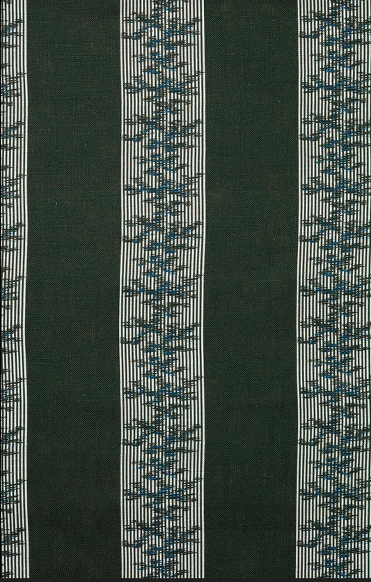 PIERRE SAUVAGE TEXTILES Rayure Ottoman Sur Lin - Vert Sapin, 1.5 yards