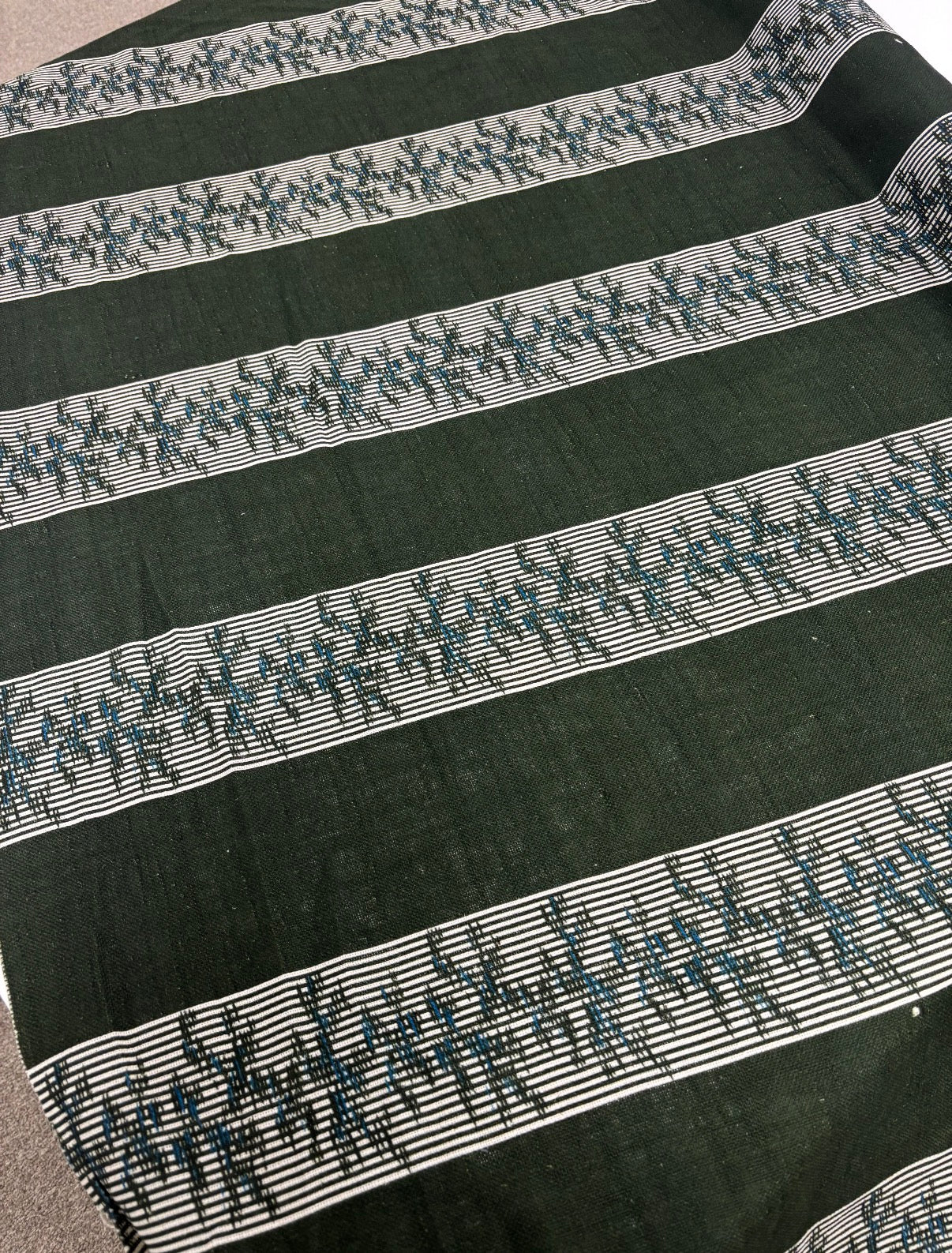 PIERRE SAUVAGE TEXTILES Rayure Ottoman Sur Lin - Vert Sapin, 1.5 yards