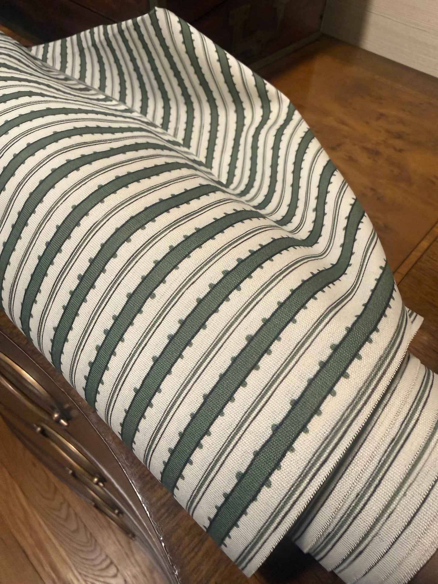 CATSWOOD DESIGN, Bobbly Ribbon, green, water repellent finish, by the yard
