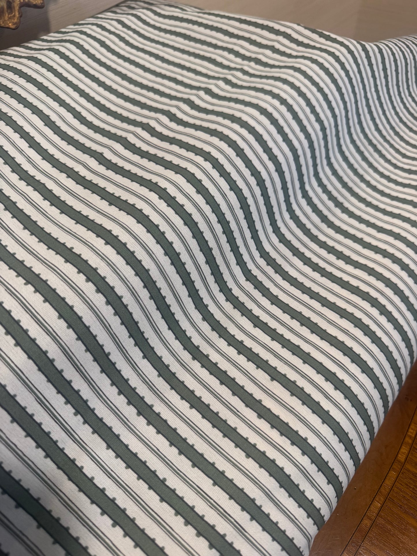 CATSWOOD DESIGN, Bobbly Ribbon, green, water repellent finish, by the yard
