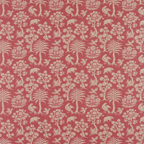 Schumacher Woodland Silhouette Rhubarb Fabric, by the yard