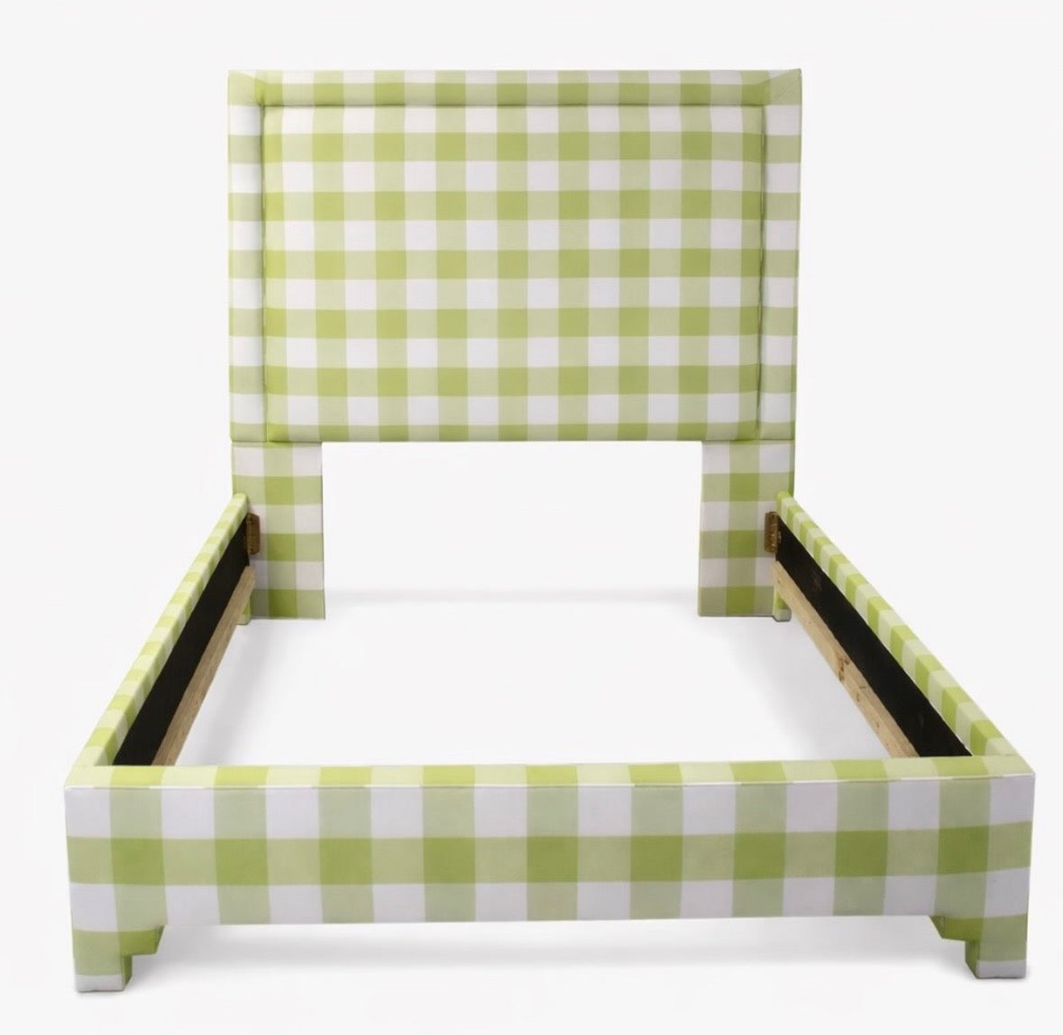 Queen upholstered headboard Buffalo Check Green