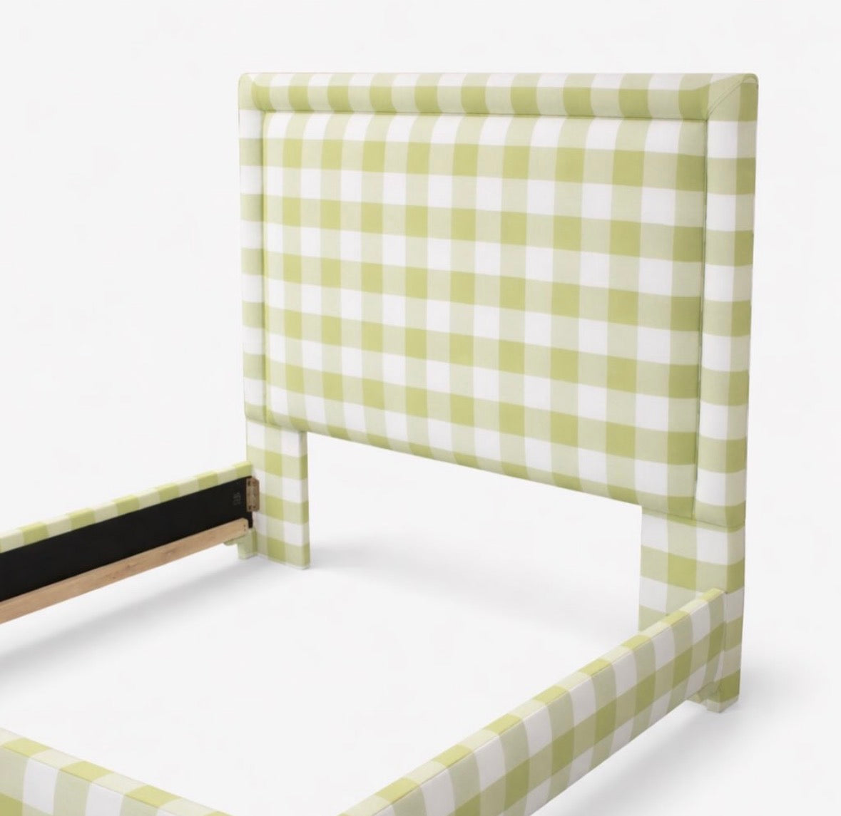 Queen upholstered headboard Buffalo Check Green