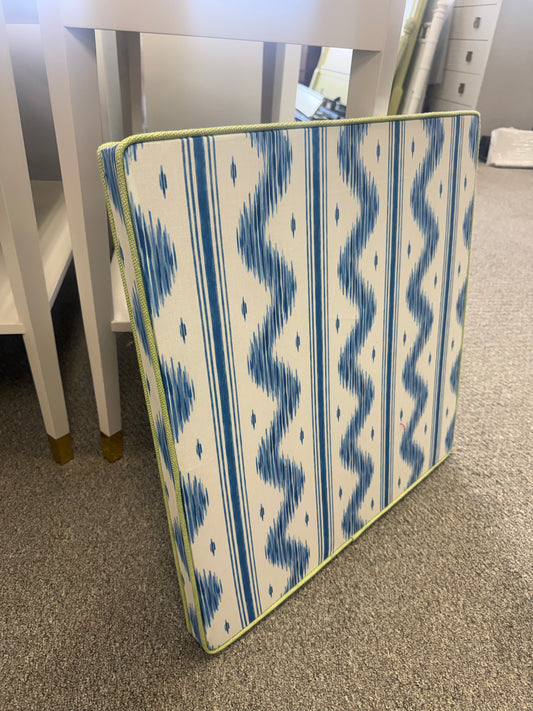 Upholstered Bulletin Board -blue with green trim