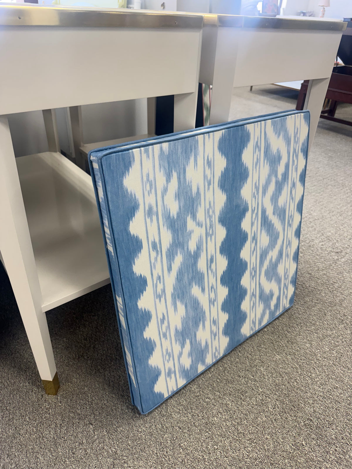 Upholstered Bulletin Board -Denim Blue Ikat