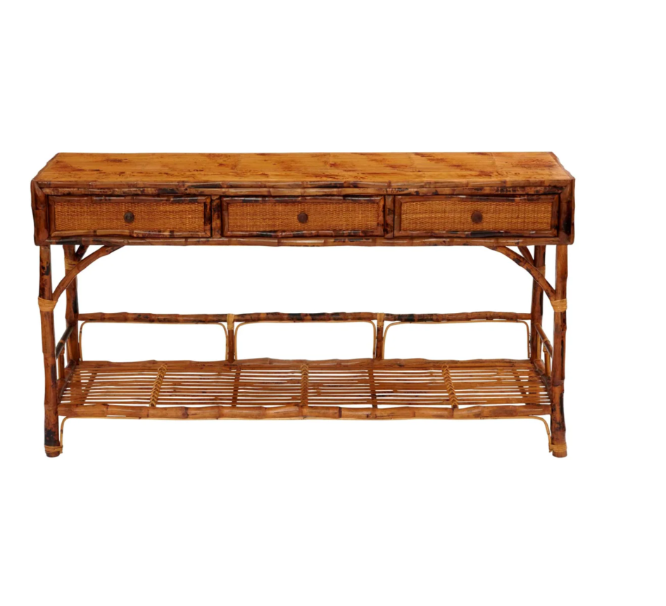 Burnt Tortoise bamboo Large Buffet Console Table